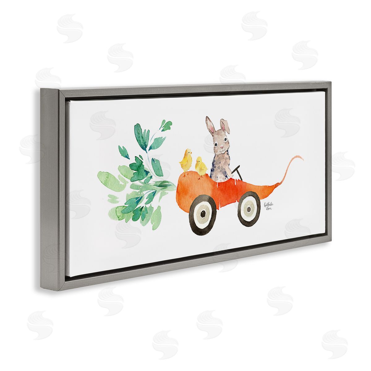 Heather Lee Chan Spring Rabbit Chicks Riding Seasonal Carrot Wagon