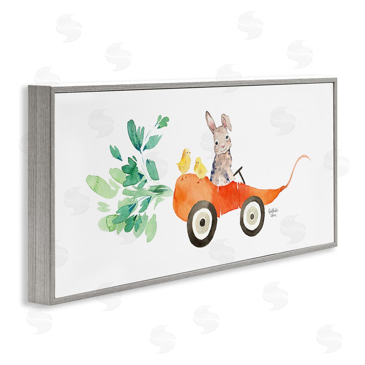 Heather Lee Chan Spring Rabbit Chicks Riding Seasonal Carrot Wagon