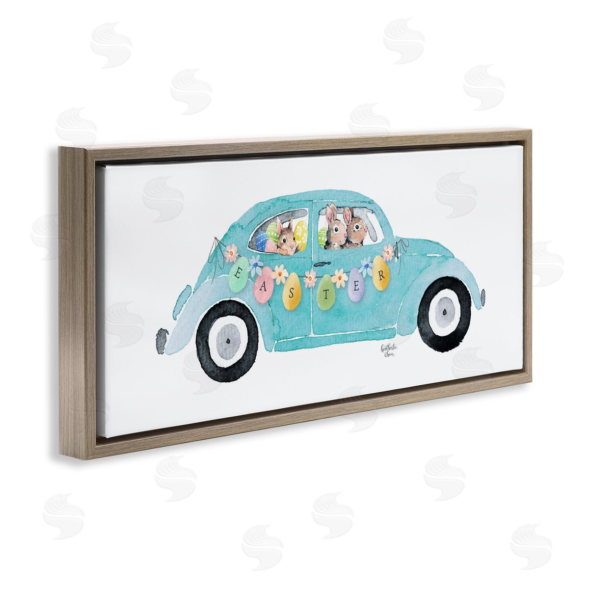 Heather Lee Chan Decorated Easter Car Bunnies Floral Pattern Banner