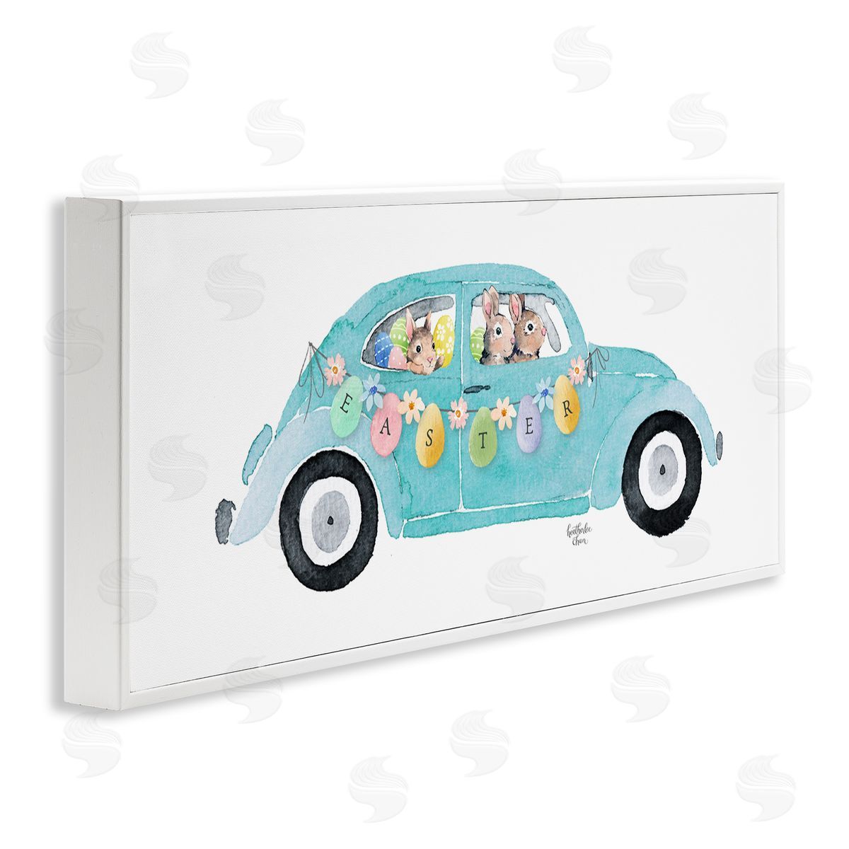 Heather Lee Chan Decorated Easter Car Bunnies Floral Pattern Banner