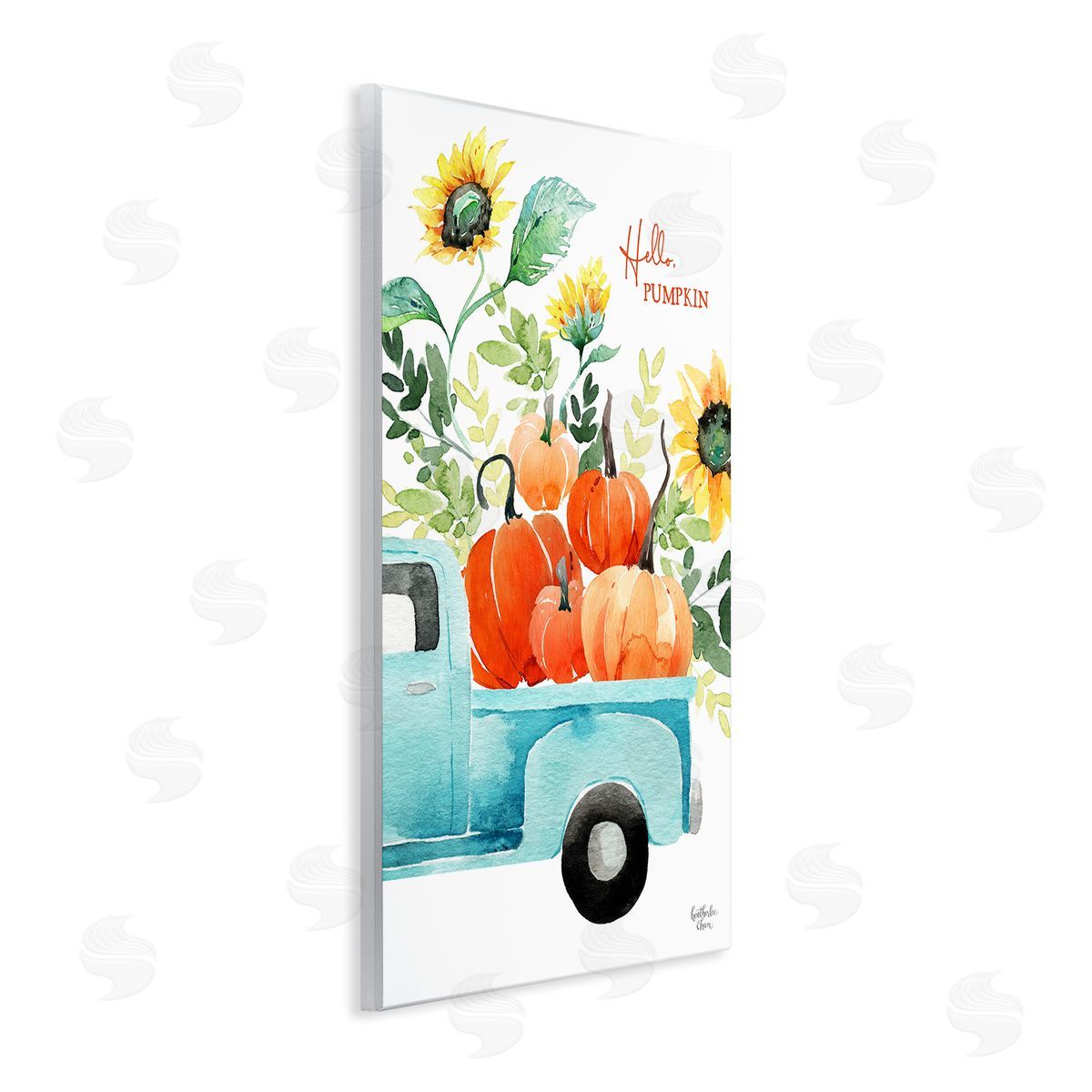 Heather Lee Chan Hello Pumpkin Autumn Truck Carrying Seasonal Plants Wall Plaque Art Print