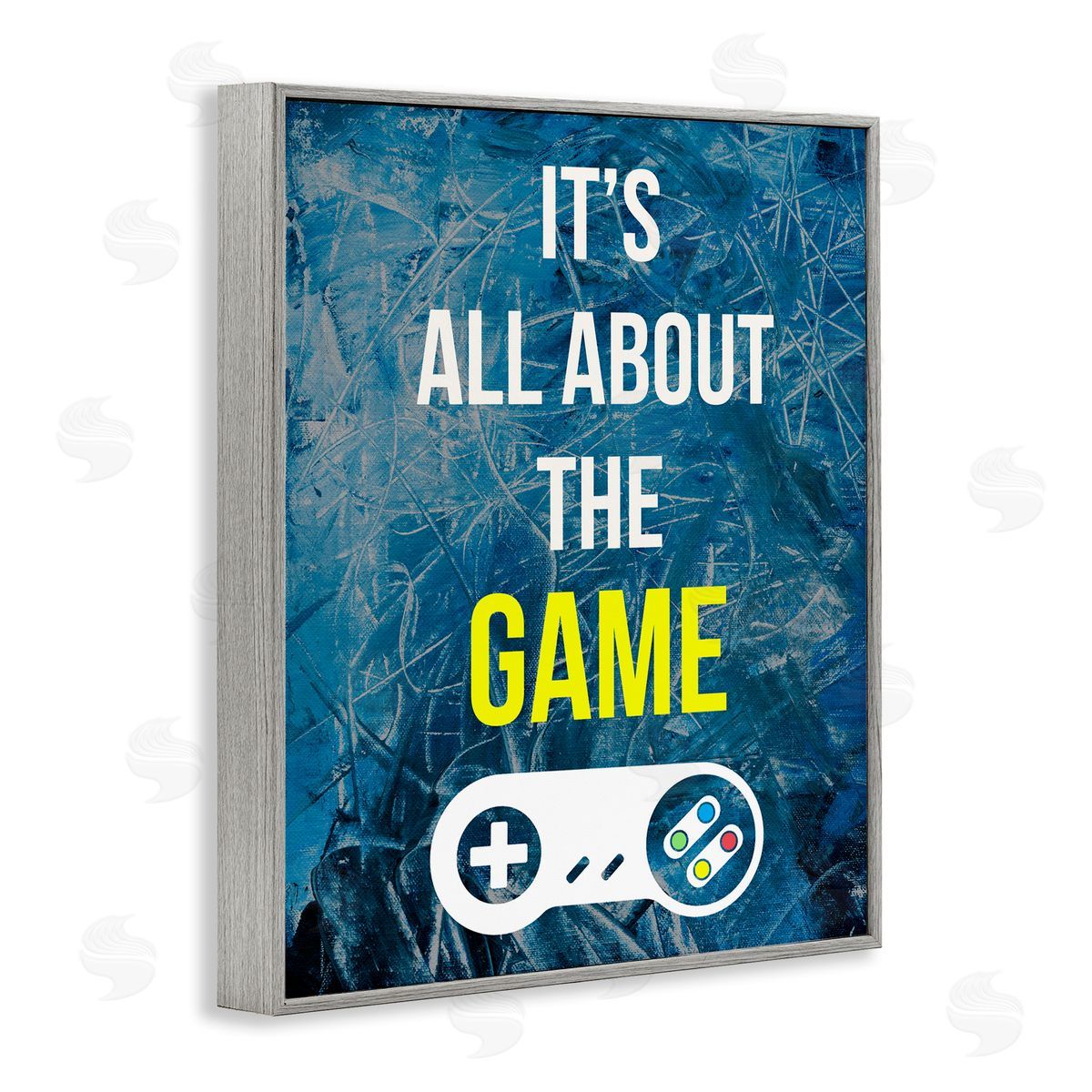 Annie Warren All About The Game Vintage Controller Gamer Sign  Gray Framed Giclee Wall Art Print