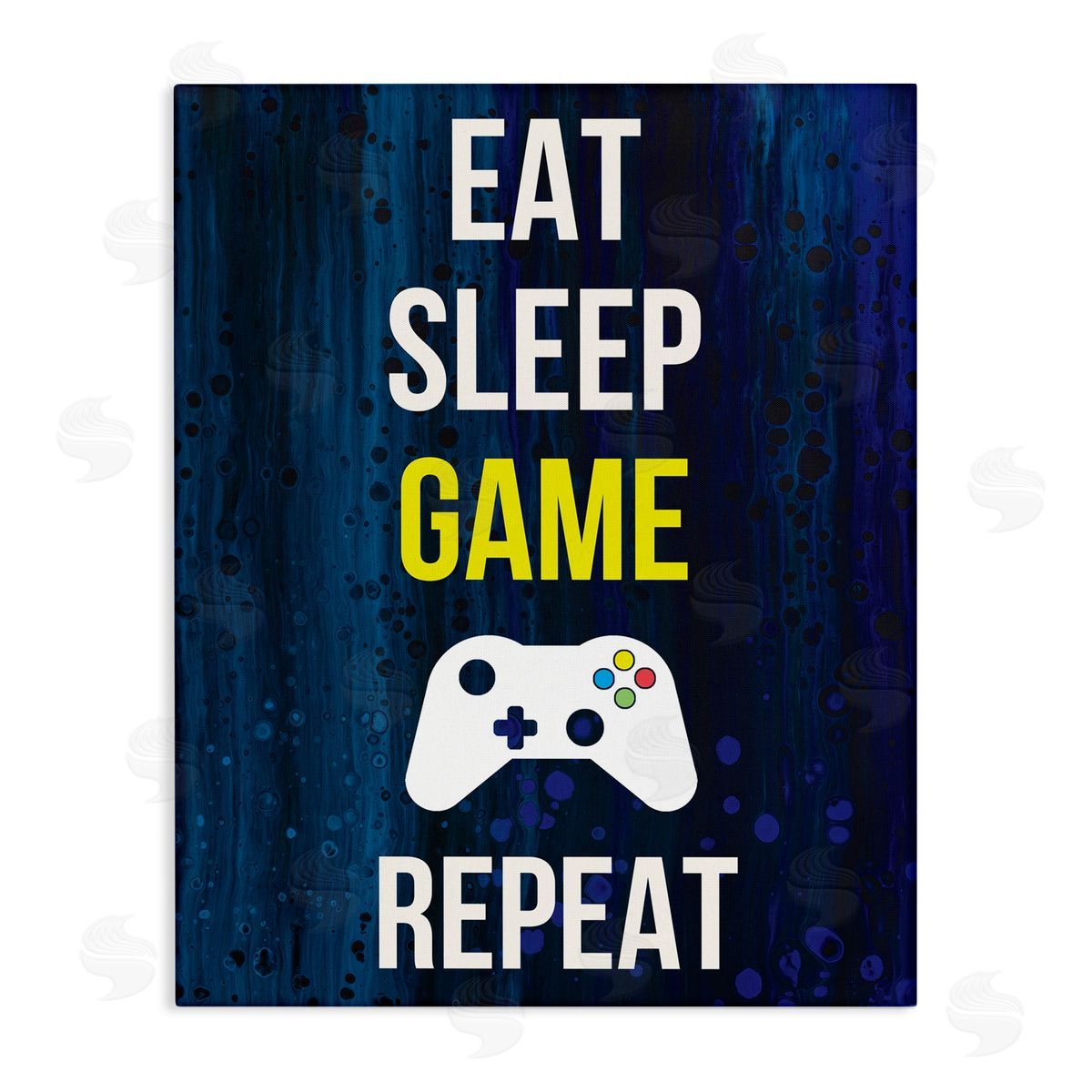 Annie Warren Eat Sleep Game Repeat Controller  Stretched Canvas Wall Art Print