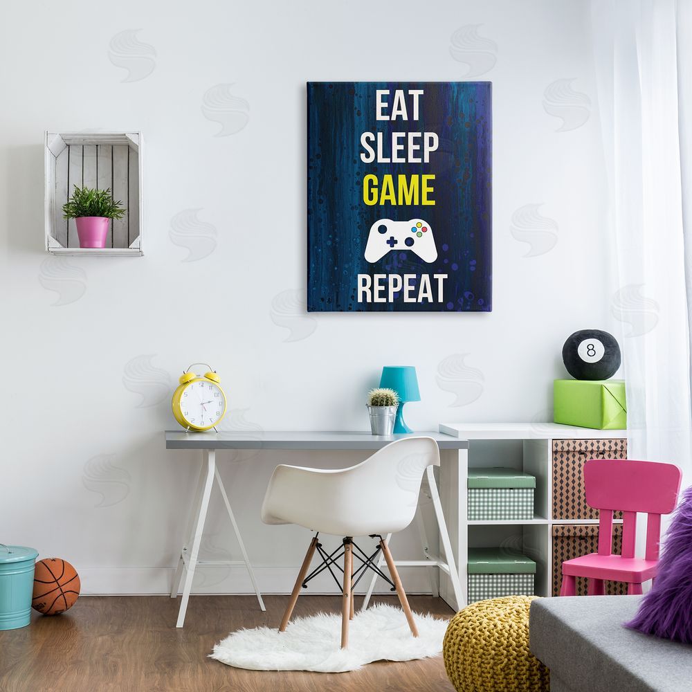 Annie Warren Eat Sleep Game Repeat Controller  Canvas Wall Art Print in Room