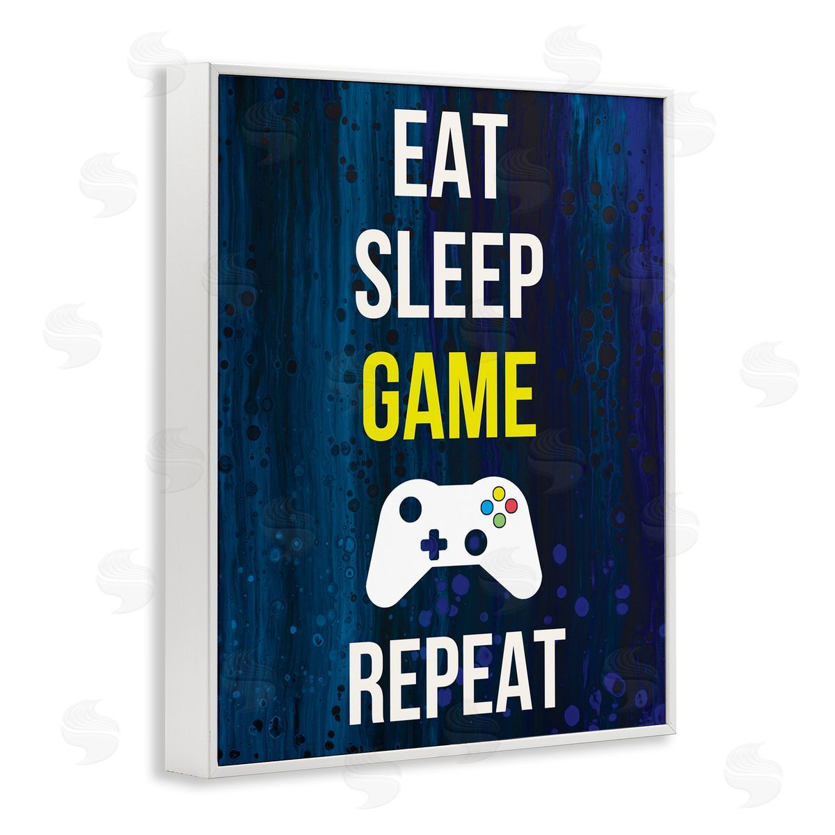 Annie Warren Eat Sleep Game Repeat Controller  White Framed Giclee Wall Art Print