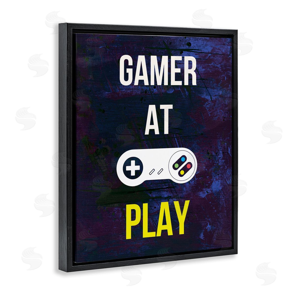 Annie Warren Gamer At Play Vivid Controller  Black Floating Frame Canvas Wall Art Print