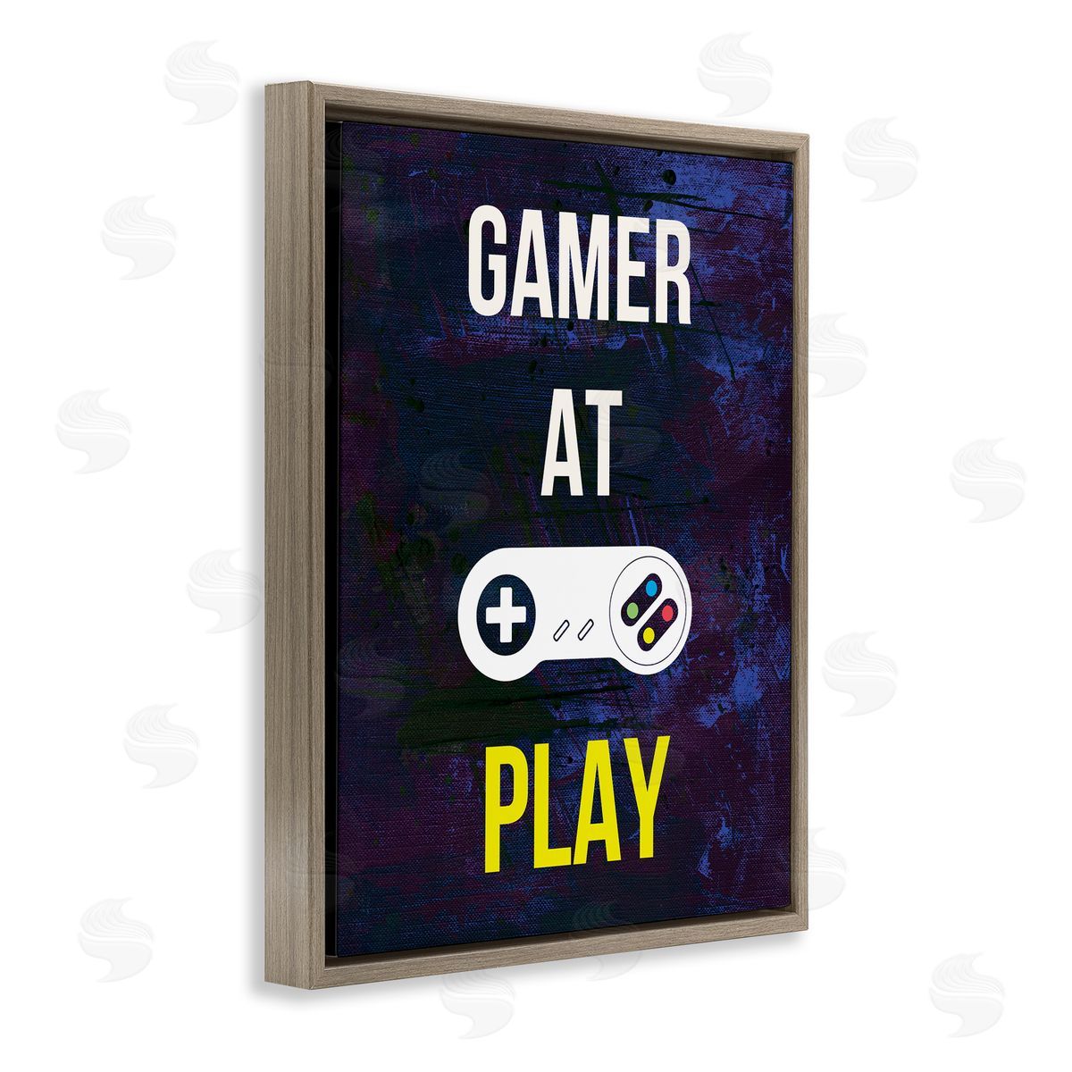 Annie Warren Gamer At Play Vivid Controller  Brown Floating Frame Canvas Wall Art Print
