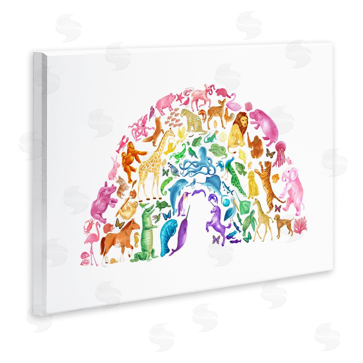Dishique Mixed Rainbow Animals Wildlife Arched Rainbow Shape  Wall Plaque Art Print