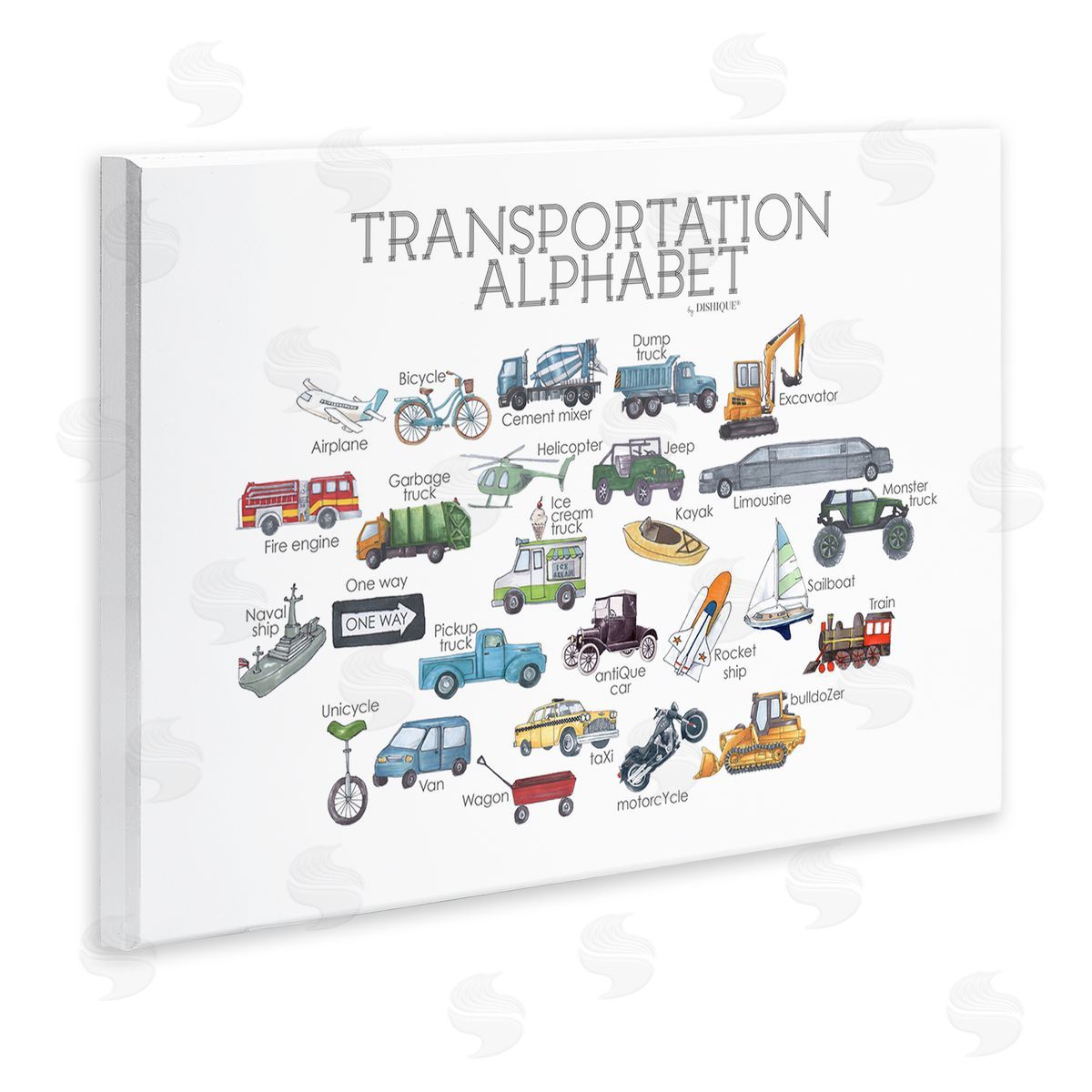 Dishique Educational Transportation Alphabet Kids Learning Vehicles Cars Wall Plaque Art Print