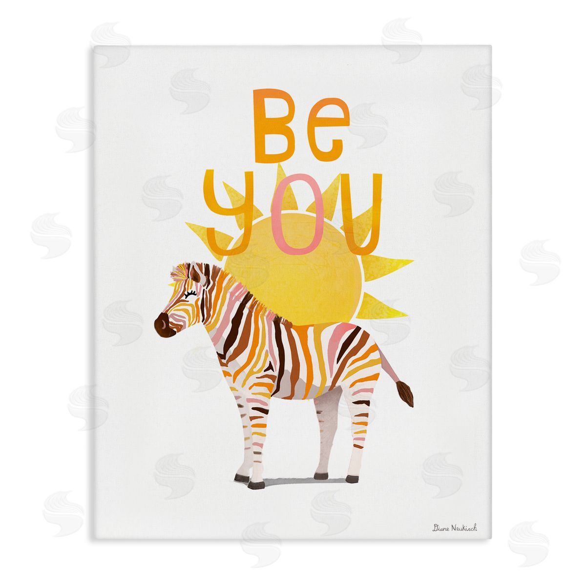 Diane Neukirch Be You Inspiring Sunshine Fun Zebra Stripes  Stretched Canvas Wall Art Print