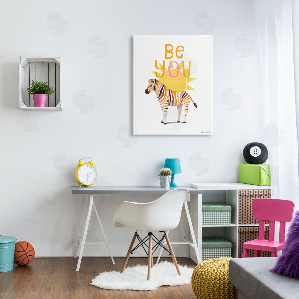 Diane Neukirch Be You Inspiring Sunshine Fun Zebra Stripes  Canvas Wall Art Print in Room