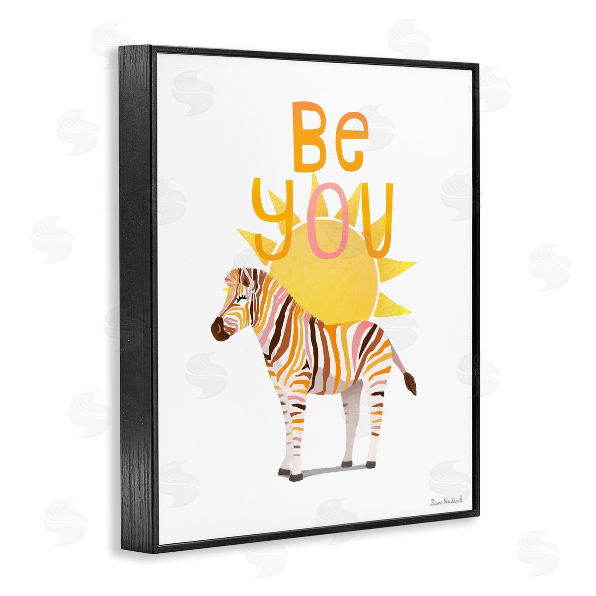 Diane Neukirch Be You Inspiring Sunshine Fun Zebra Stripes  Black Framed Giclee Wall Art Print
