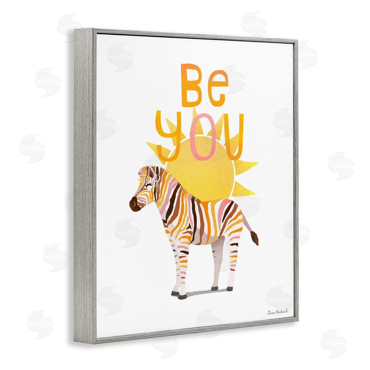 Diane Neukirch Be You Inspiring Sunshine Fun Zebra Stripes  Gray Framed Giclee Wall Art Print