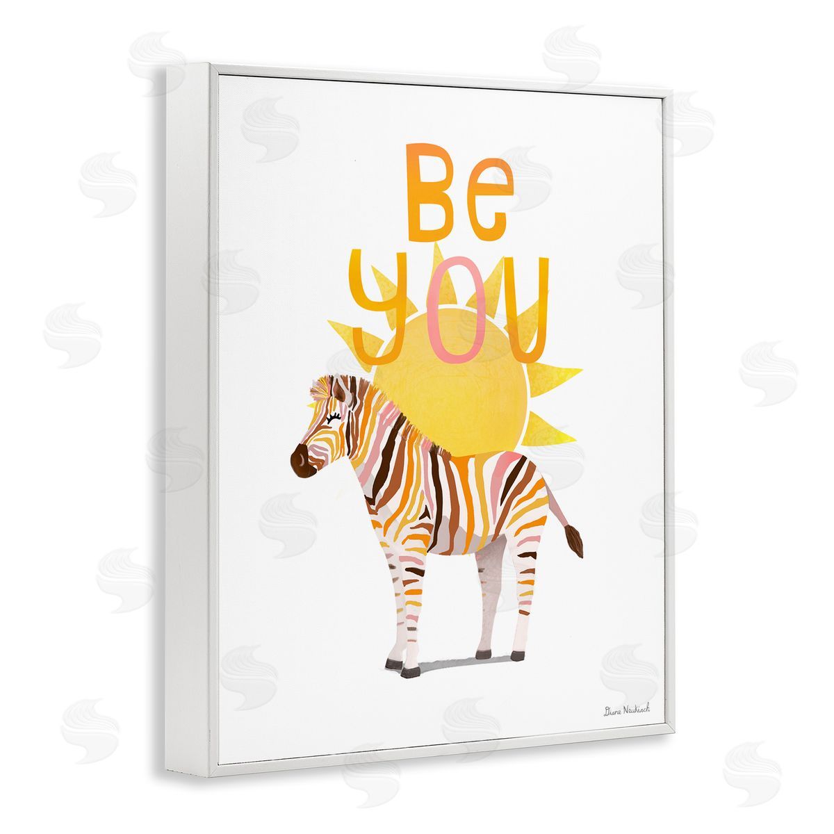 Diane Neukirch Be You Inspiring Sunshine Fun Zebra Stripes  White Framed Giclee Wall Art Print