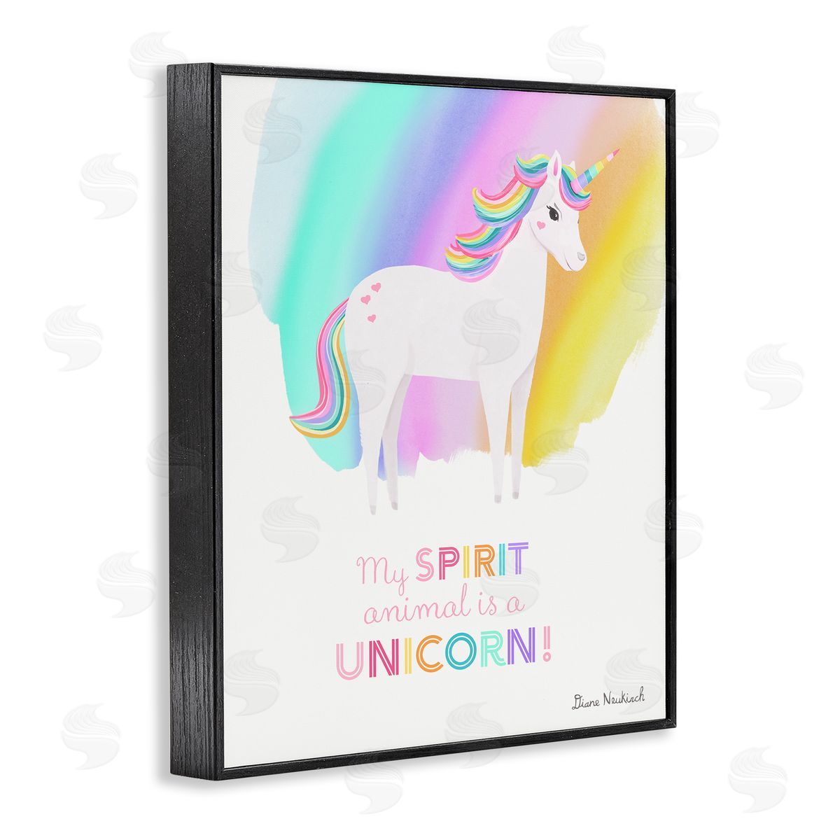 Diane Neukirch Unicorn Spirit Animal Vivid Fantasy Rainbow Pony Black Framed Giclee Wall Art Print