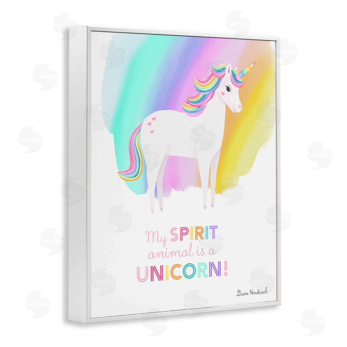 Diane Neukirch Unicorn Spirit Animal Vivid Fantasy Rainbow Pony White Framed Giclee Wall Art Print