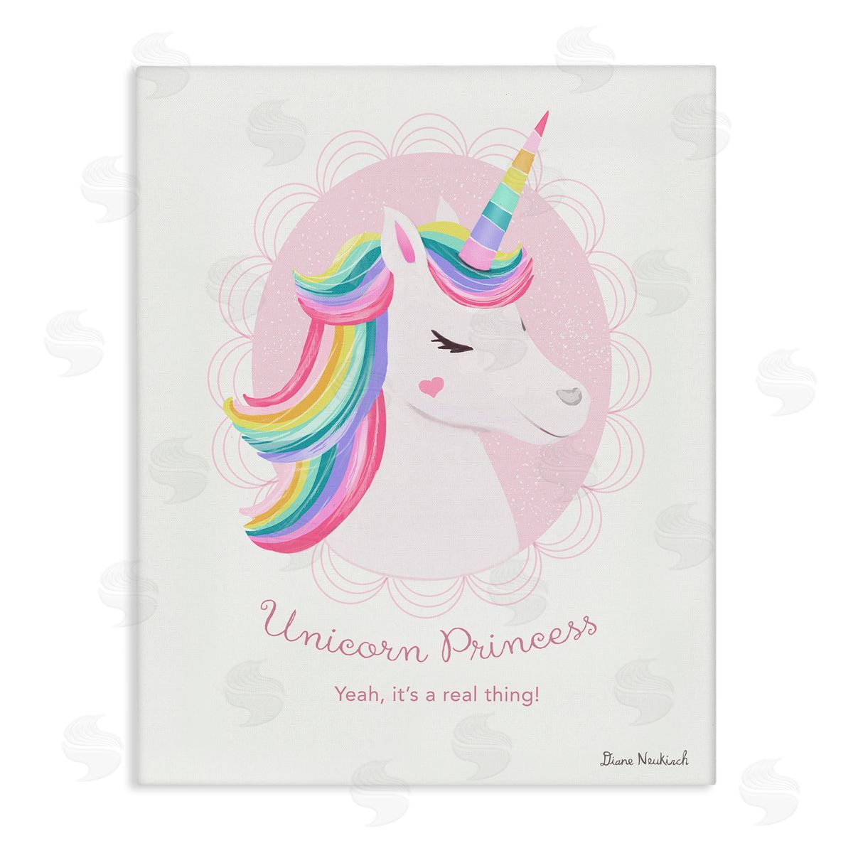 Diane Neukirch Unicorn Princess Endearing Unicorn Portrait Fantasy Rainbow Stretched Canvas Wall Art Print