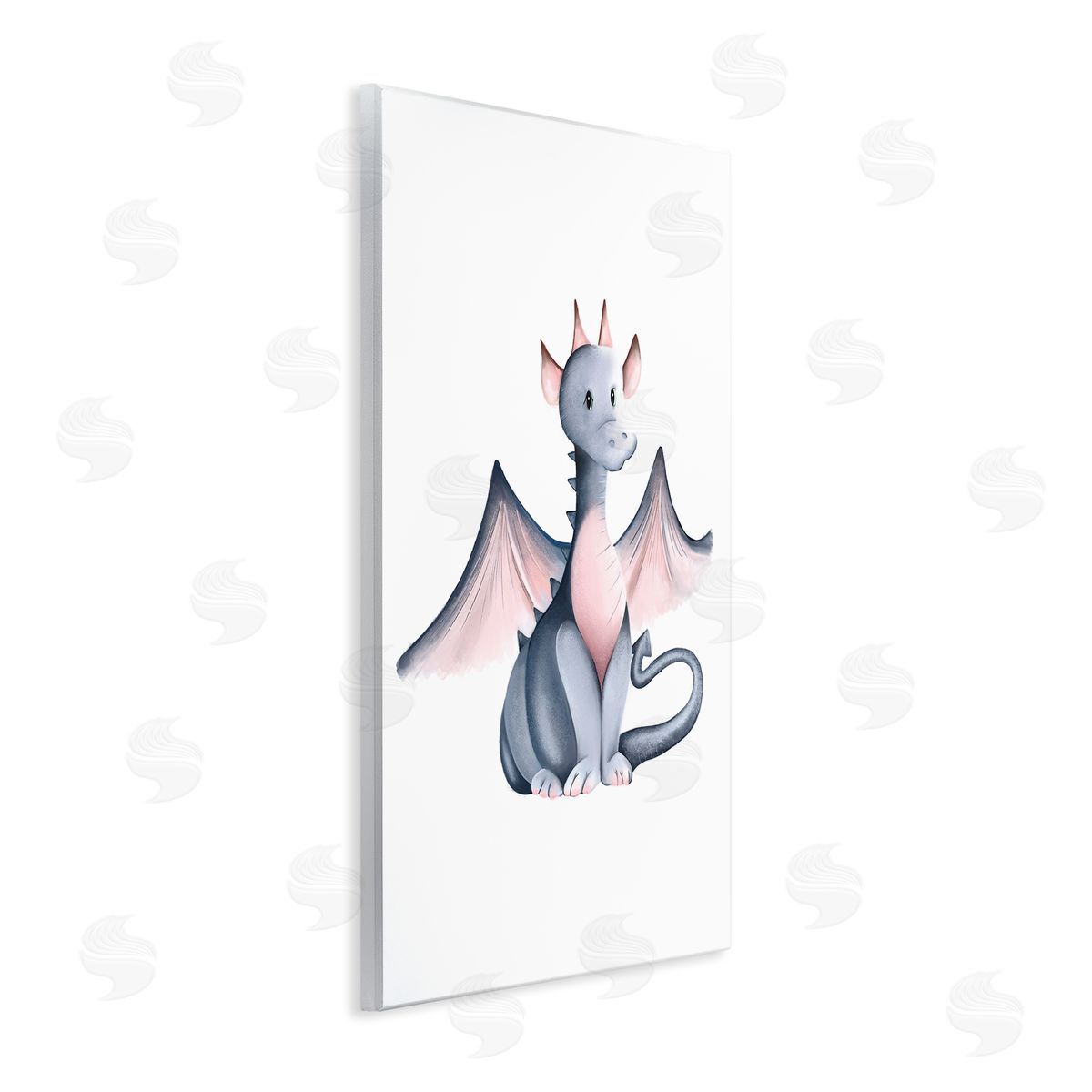 Studio Q Whimsical Dragon Sitting Fantasy Creature Wings Painting  Wall Plaque Art Print