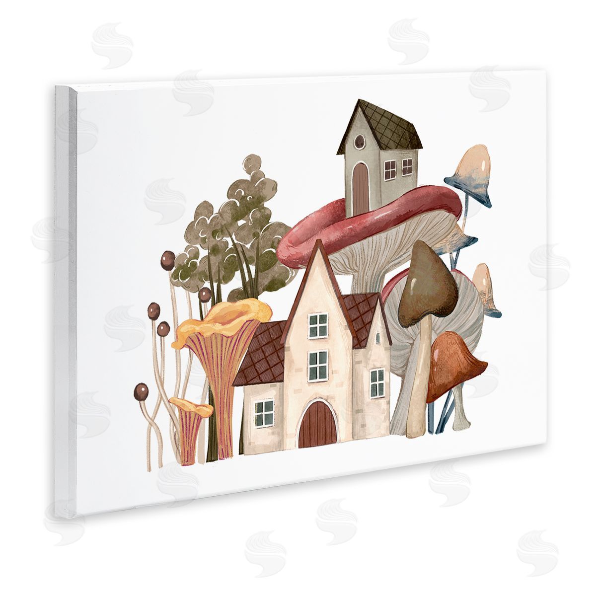 Ziwei Li Cozy Cottages Whimsical Mushroom Town Botanical Forest Wall Plaque Art Print