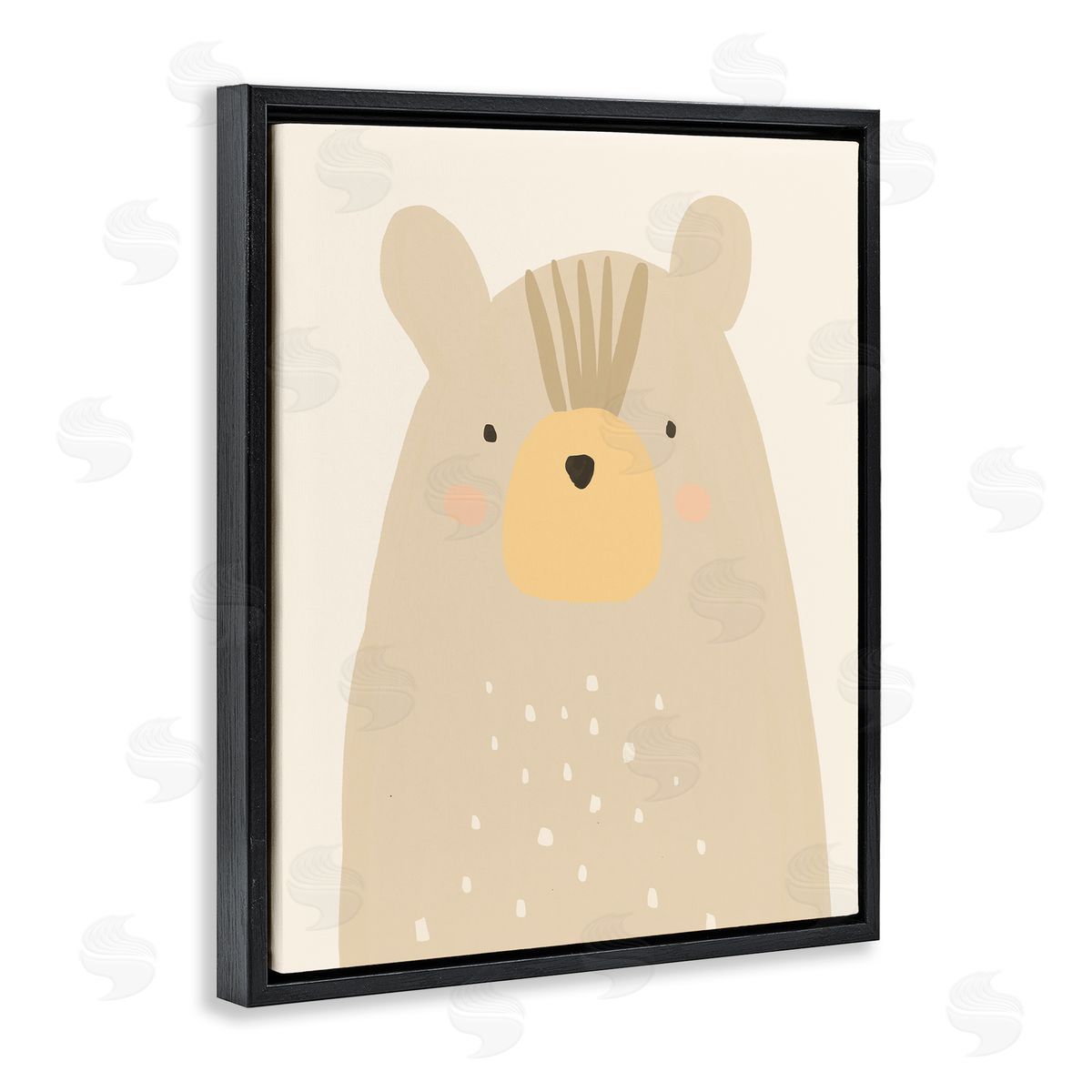 Heather McLaughlin Charming Brown Bear Casual Animal Drawing Black Floating Frame Canvas Wall Art Print