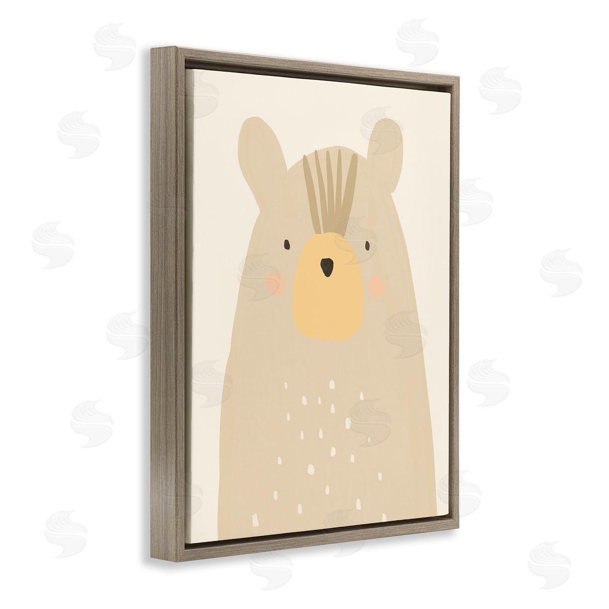 Heather McLaughlin Charming Brown Bear Casual Animal Drawing Brown Floating Frame Canvas Wall Art Print