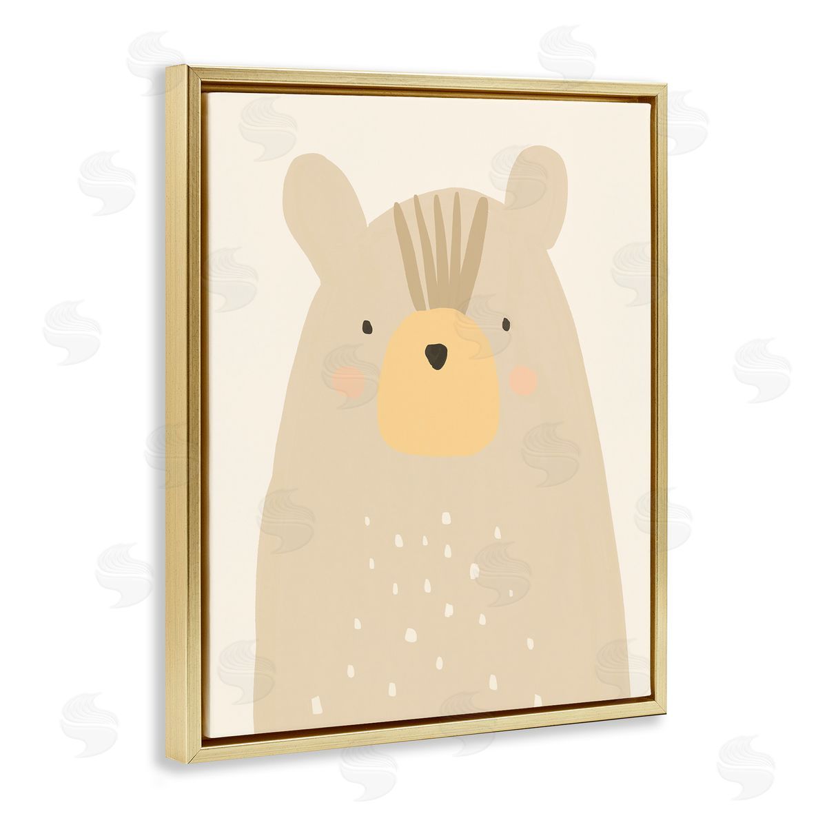 Heather McLaughlin Charming Brown Bear Casual Animal Drawing Gold Floating Frame Canvas Wall Art Print