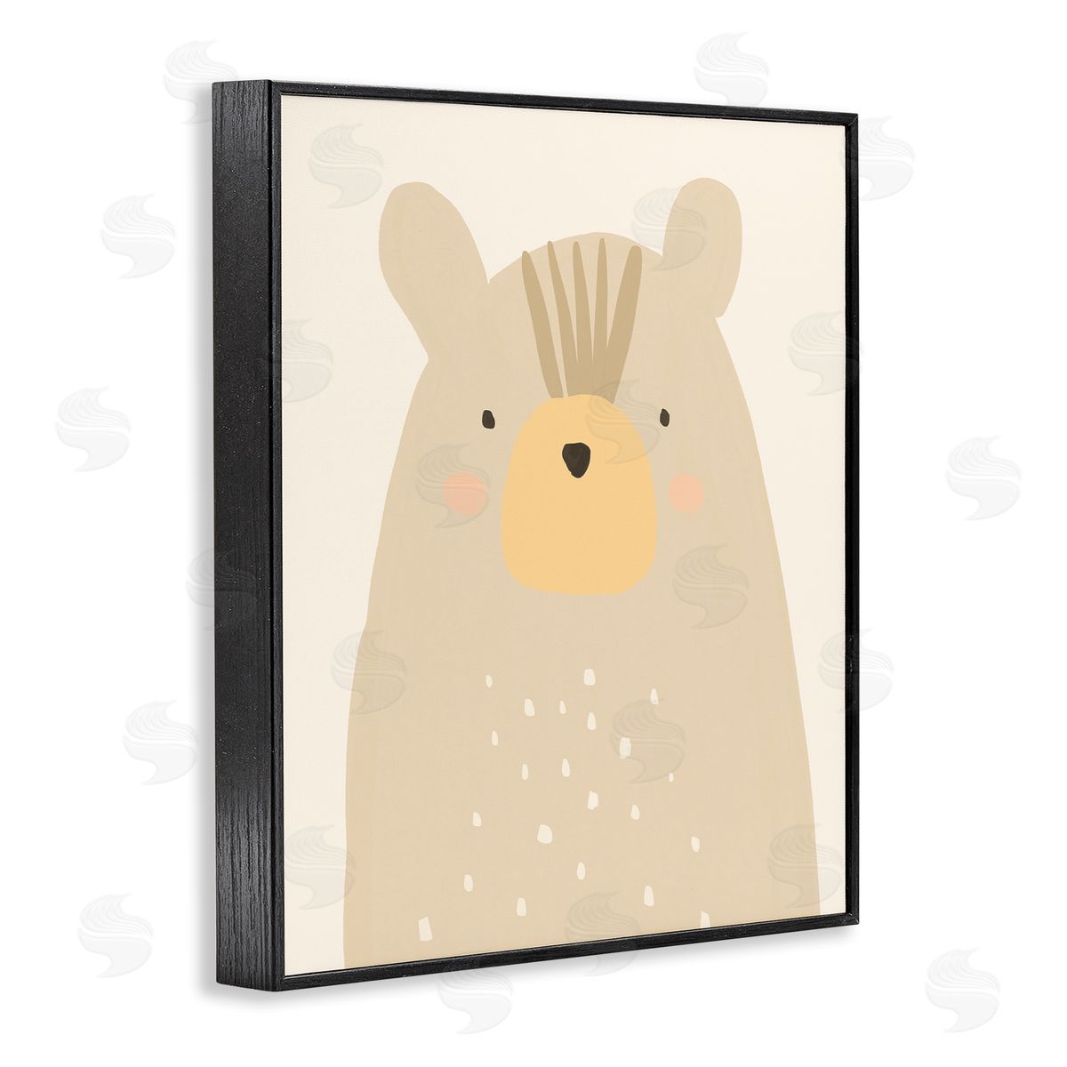 Heather McLaughlin Charming Brown Bear Casual Animal Drawing Black Framed Giclee Wall Art Print