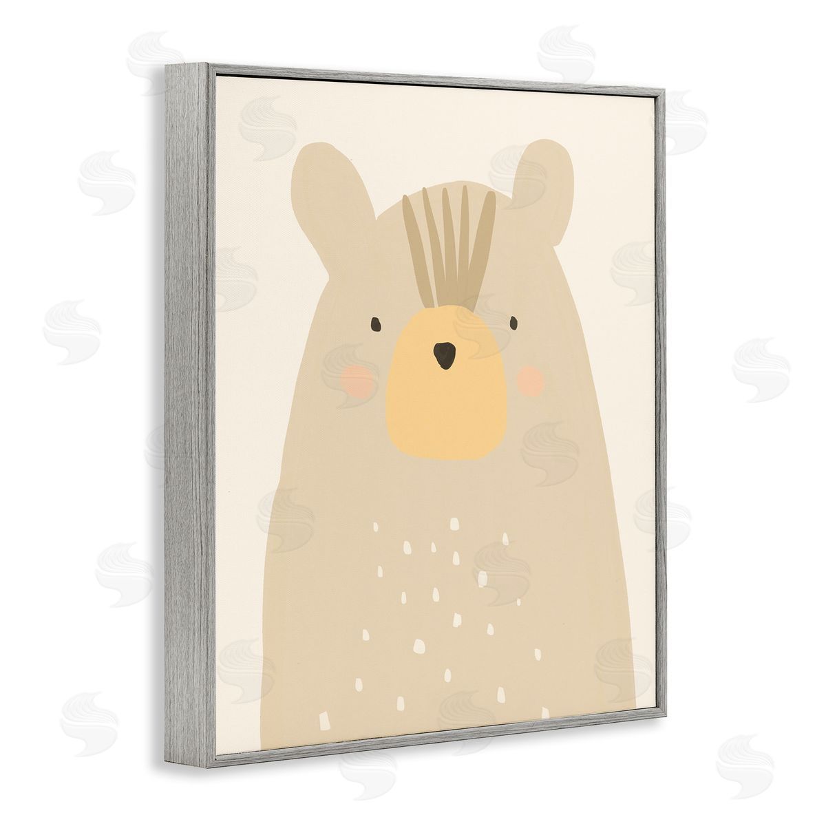 Heather McLaughlin Charming Brown Bear Casual Animal Drawing Gray Framed Giclee Wall Art Print