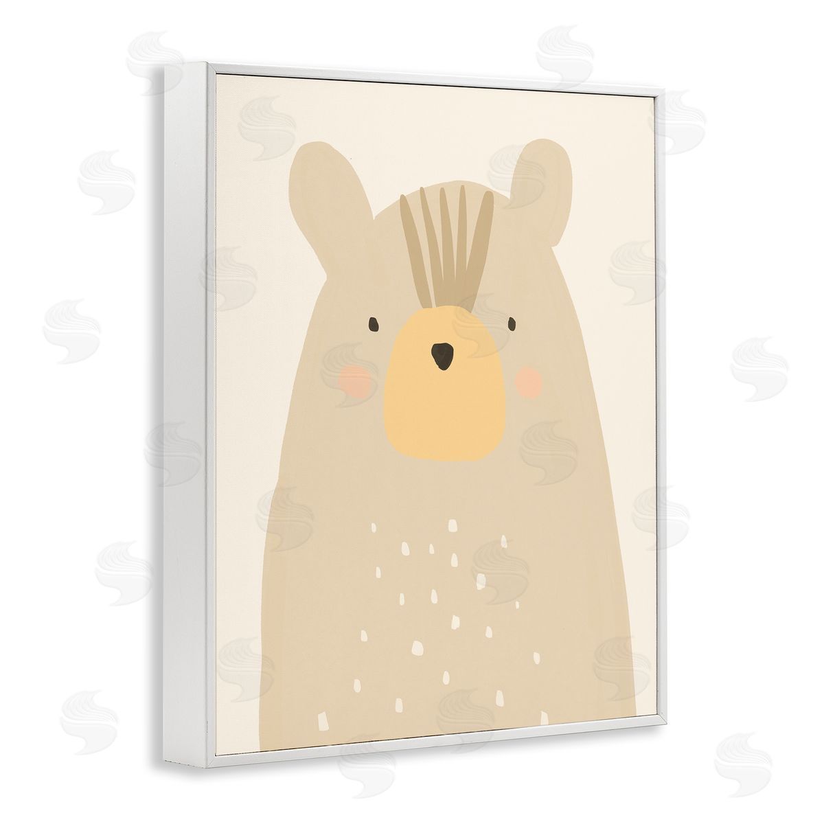 Heather McLaughlin Charming Brown Bear Casual Animal Drawing White Framed Giclee Wall Art Print