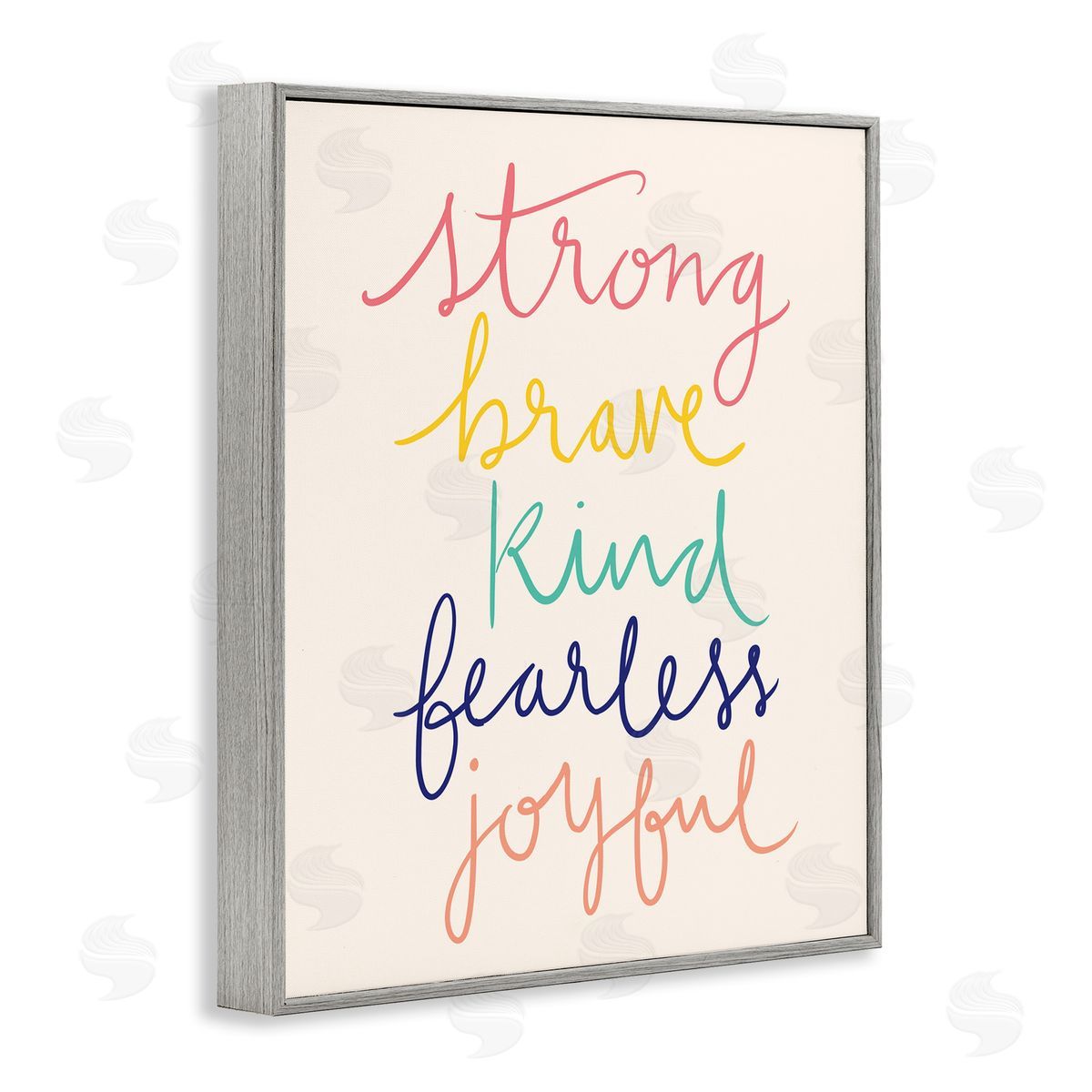 Heather McLaughlin Fearless Motivational Words Phrase Rainbow Calligraphy List  Gray Framed Giclee Wall Art Print