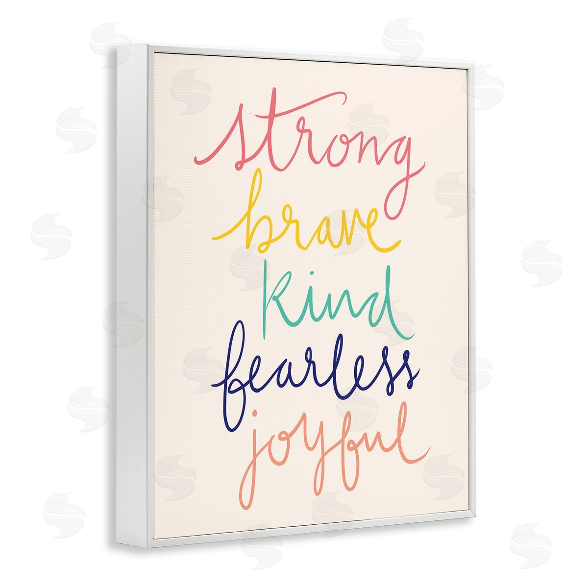 Heather McLaughlin Fearless Motivational Words Phrase Rainbow Calligraphy List  White Framed Giclee Wall Art Print