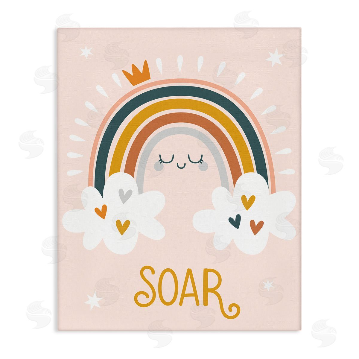 Ilis Avilés Casual Soar Calligraphy Smiling Rainbow Hearts Stars Stretched Canvas Wall Art Print