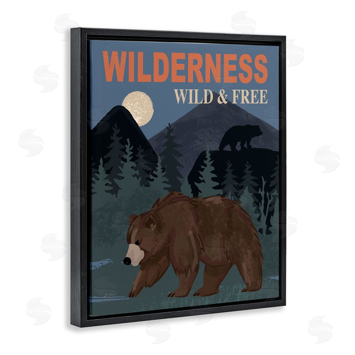 Lisa Perry Whitebutton Wild & Free Adventure Scene Mountain Forest Wildlife Black Floating Frame Canvas Wall Art Print