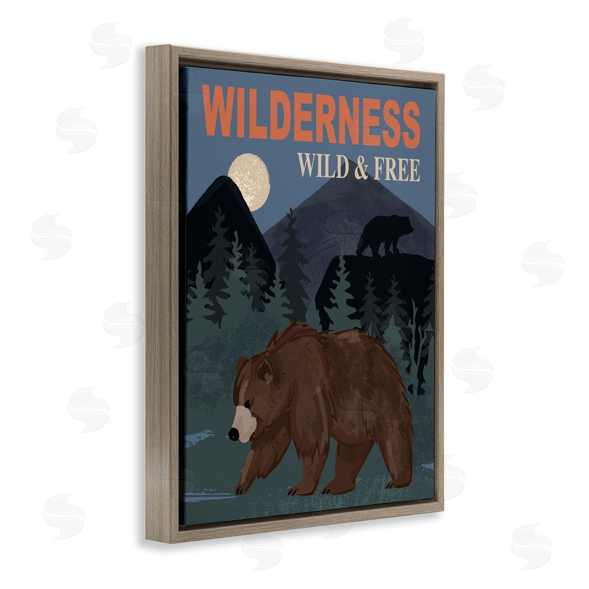 Lisa Perry Whitebutton Wild & Free Adventure Scene Mountain Forest Wildlife Brown Floating Frame Canvas Wall Art Print