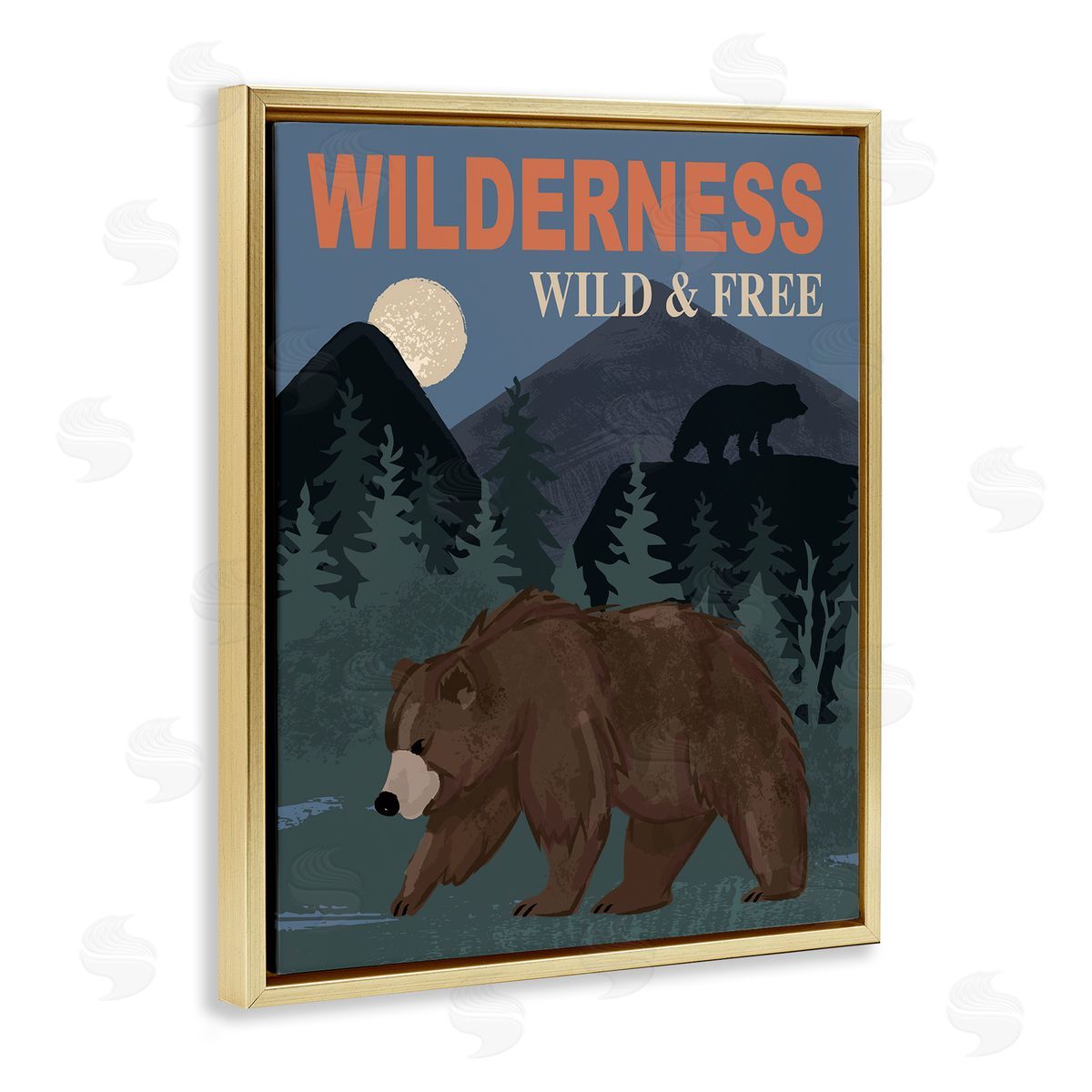 Lisa Perry Whitebutton Wild & Free Adventure Scene Mountain Forest Wildlife Gold Floating Frame Canvas Wall Art Print