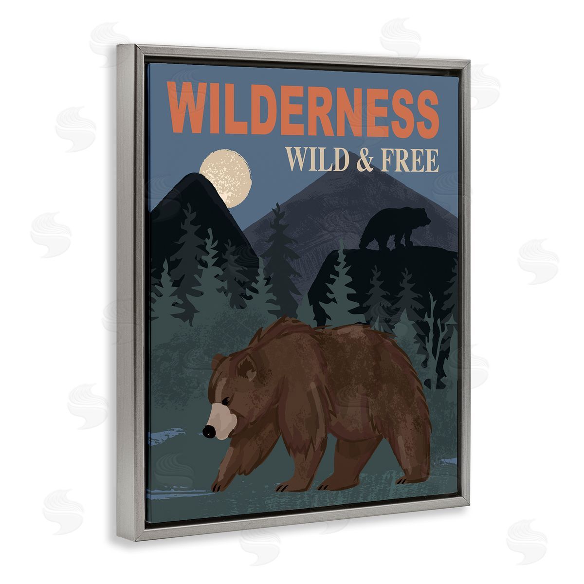 Lisa Perry Whitebutton Wild & Free Adventure Scene Mountain Forest Wildlife Gray Floating Frame Canvas Wall Art Print