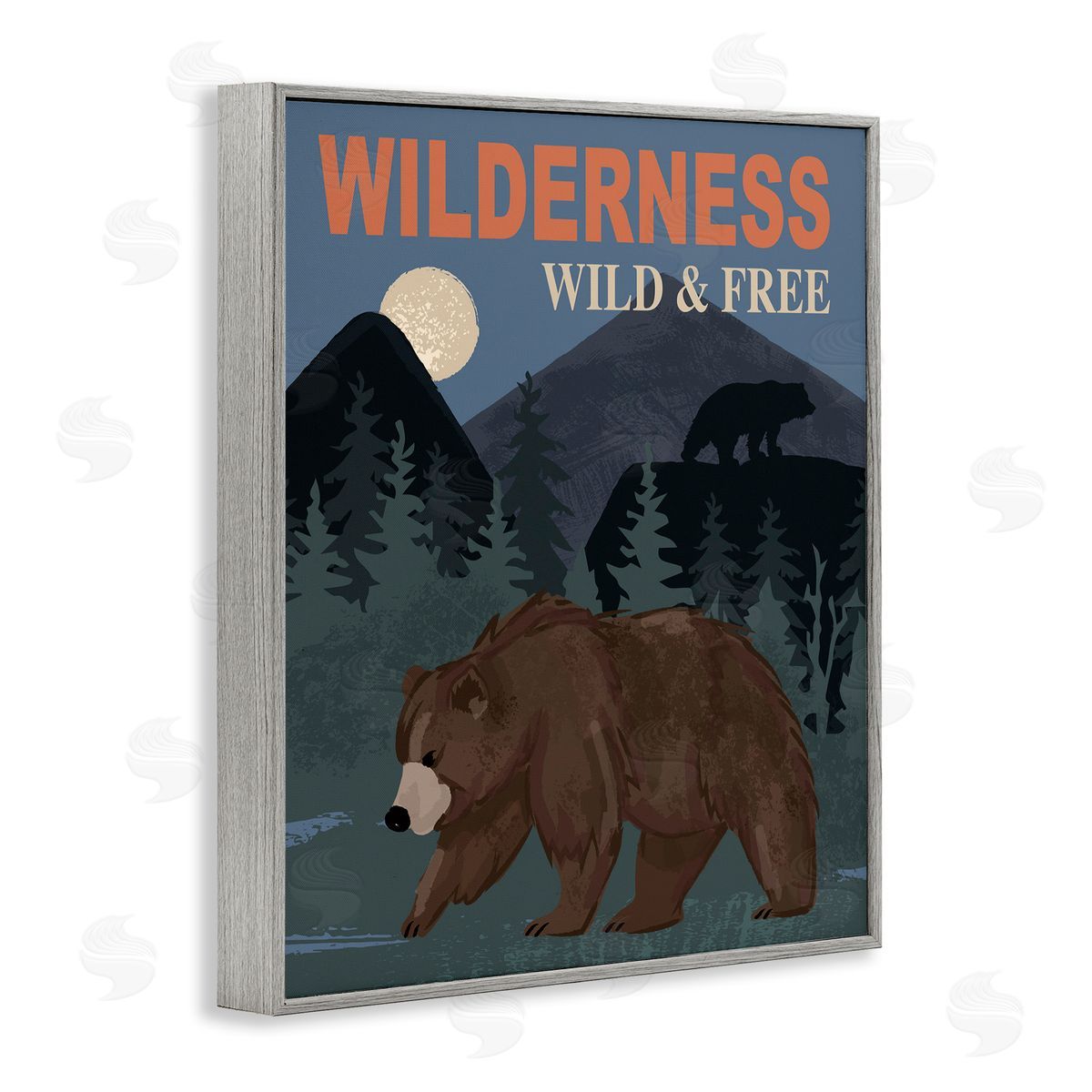 Lisa Perry Whitebutton Wild & Free Adventure Scene Mountain Forest Wildlife Gray Framed Giclee Wall Art Print