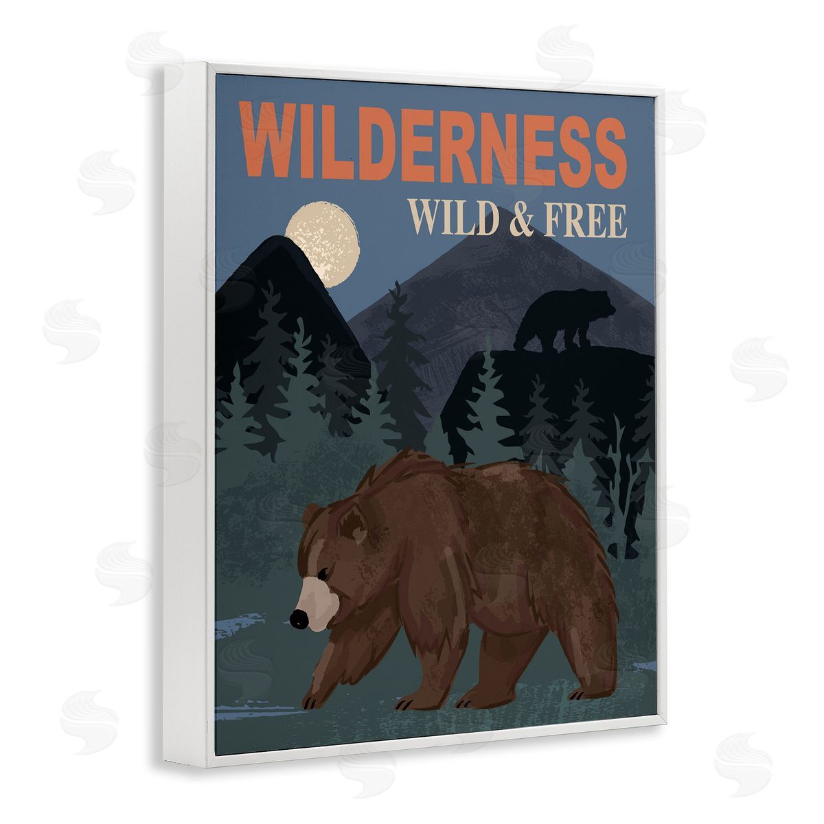 Lisa Perry Whitebutton Wild & Free Adventure Scene Mountain Forest Wildlife White Framed Giclee Wall Art Print