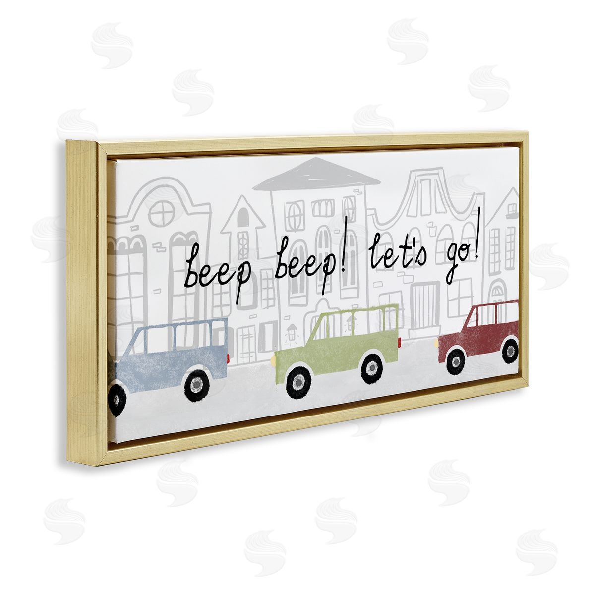 Stupell Studio Beep Let's Go Traffic Town Cityscape Cartoon Cars