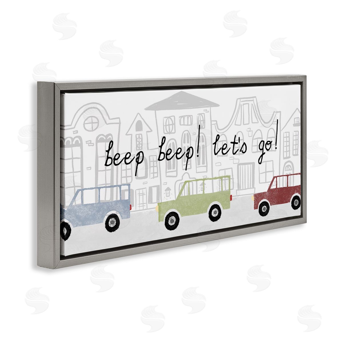 Stupell Studio Beep Let's Go Traffic Town Cityscape Cartoon Cars