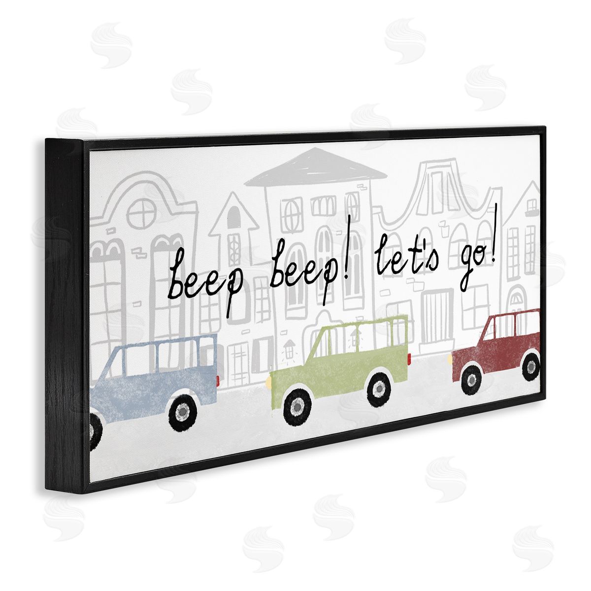 Stupell Studio Beep Let's Go Traffic Town Cityscape Cartoon Cars