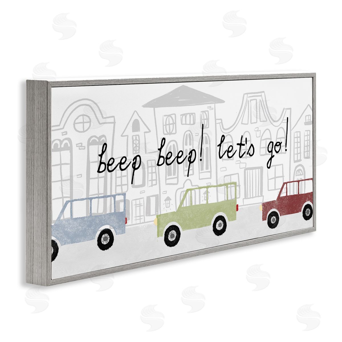 Stupell Studio Beep Let's Go Traffic Town Cityscape Cartoon Cars