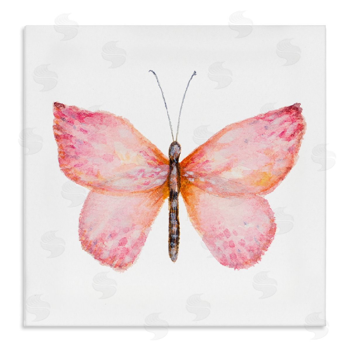 Janice Gaynor Vivid Red Butterly Watercolor Detail Insect Painting Stretched Canvas Wall Art Print