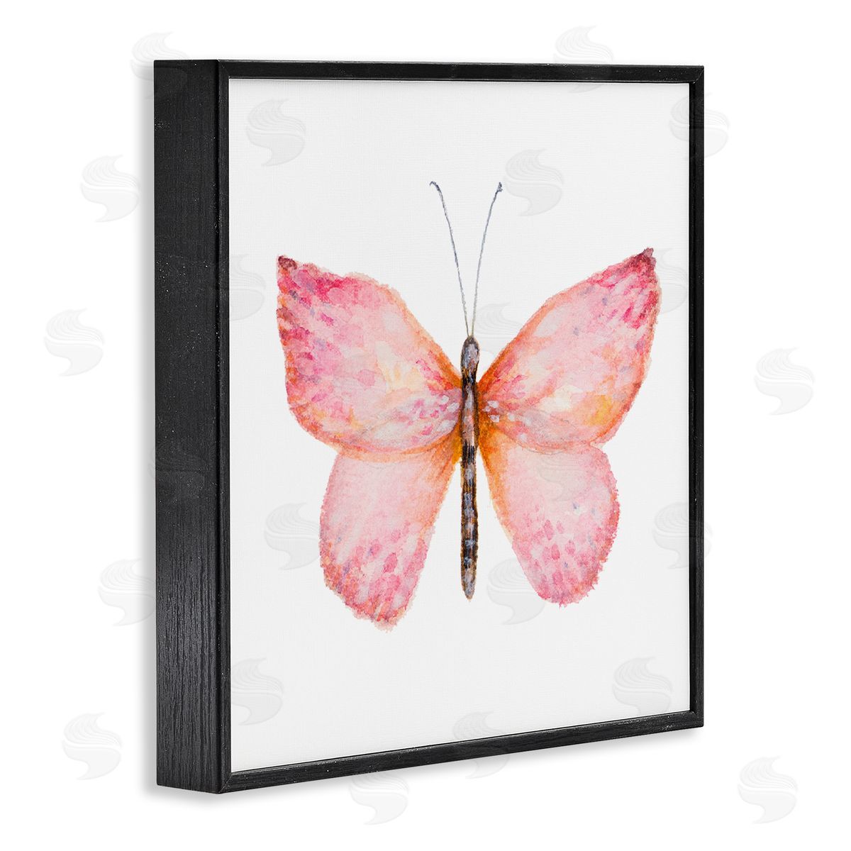 Janice Gaynor Vivid Red Butterly Watercolor Detail Insect Painting Black Framed Glicee Wall Art Print