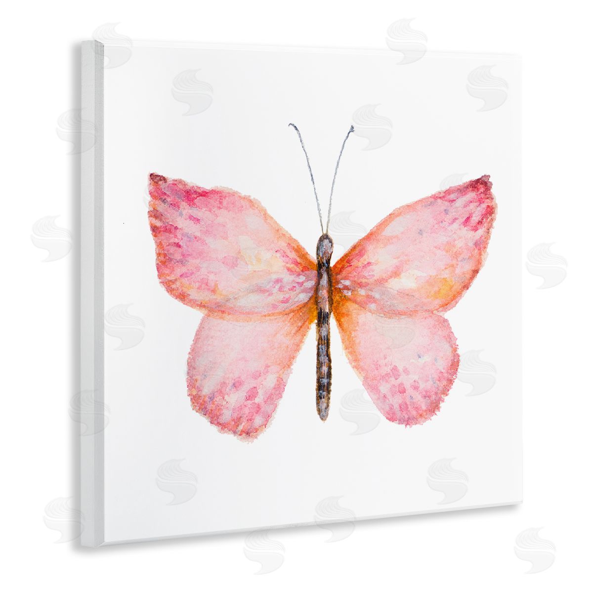 Janice Gaynor Vivid Red Butterly Watercolor Detail Insect Painting Wooden Wall Plaque Art Print