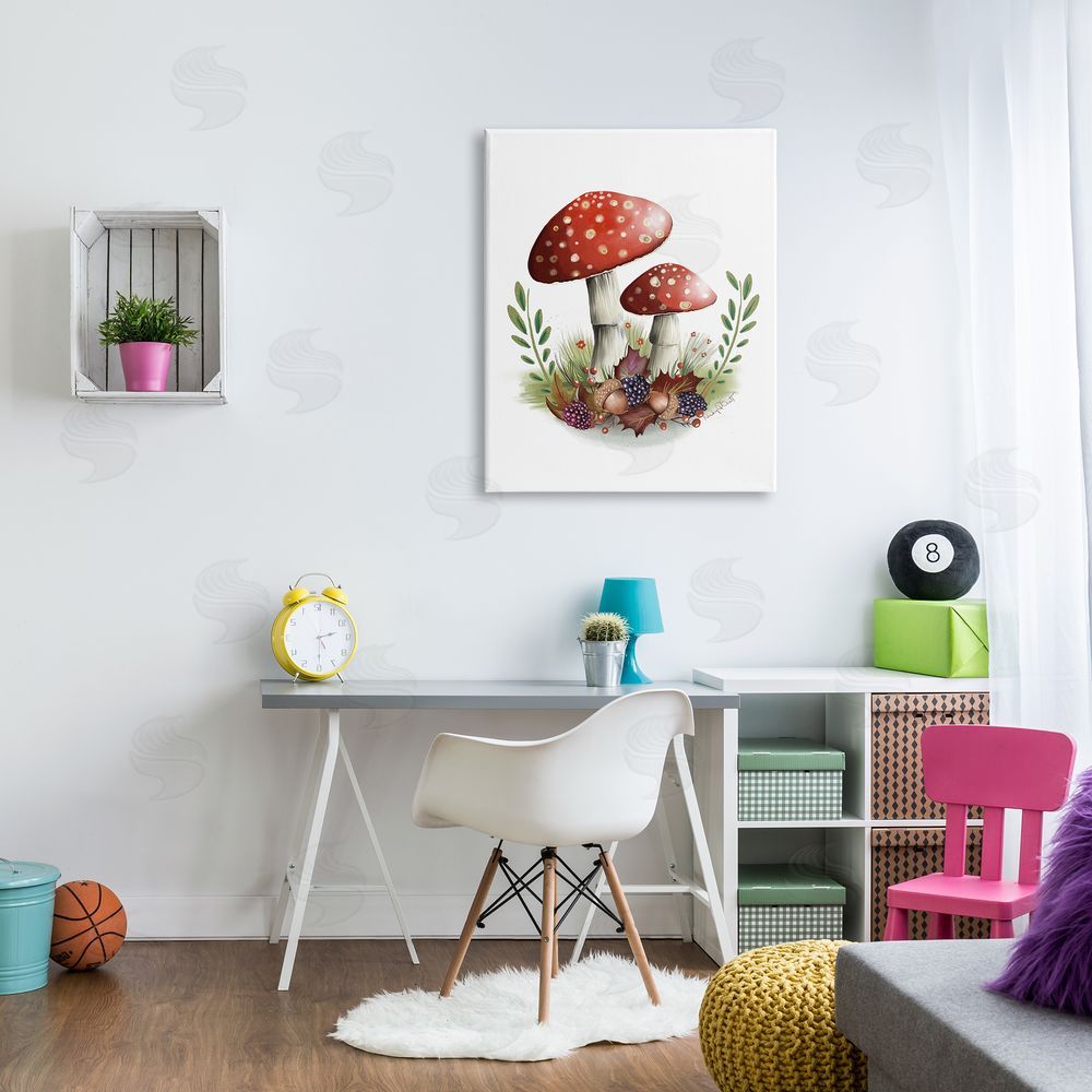 Studio Q Spotted Mushrooms Forest Floor Floral Botanicals Plants Canvas Wall Art Print in Room
