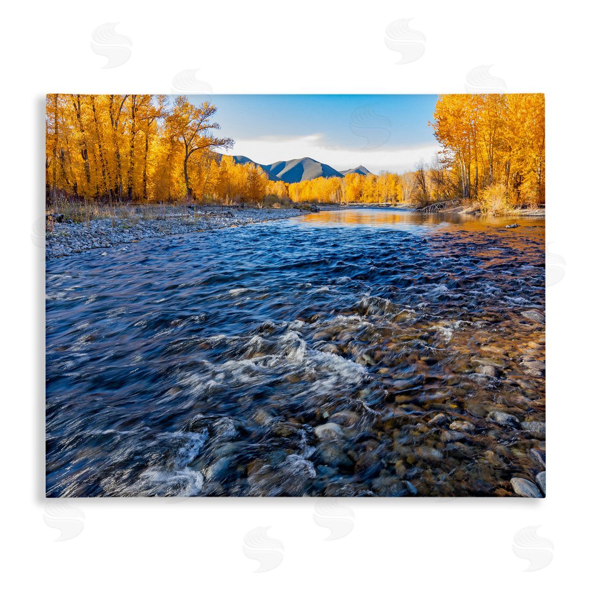 Steve Smith Serene Babbling Brook Foliage Surrounding Lake Water Stretched Canvas Wall Art Print