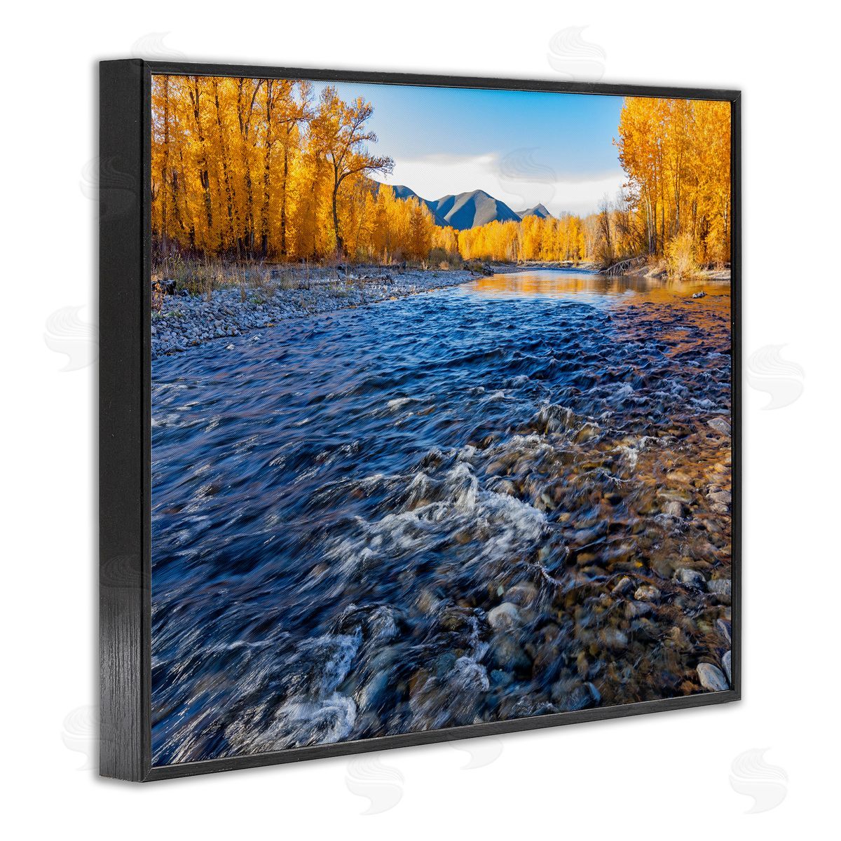 Steve Smith Serene Babbling Brook Foliage Surrounding Lake Water Black Framed Giclee Wall Art Print