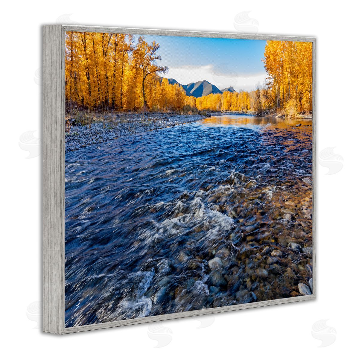Steve Smith Serene Babbling Brook Foliage Surrounding Lake Water Gray Framed Giclee Wall Art Print