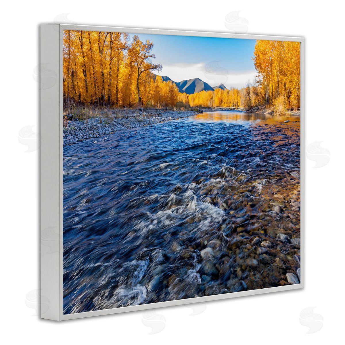 Steve Smith Serene Babbling Brook Foliage Surrounding Lake Water White Framed Giclee Wall Art Print
